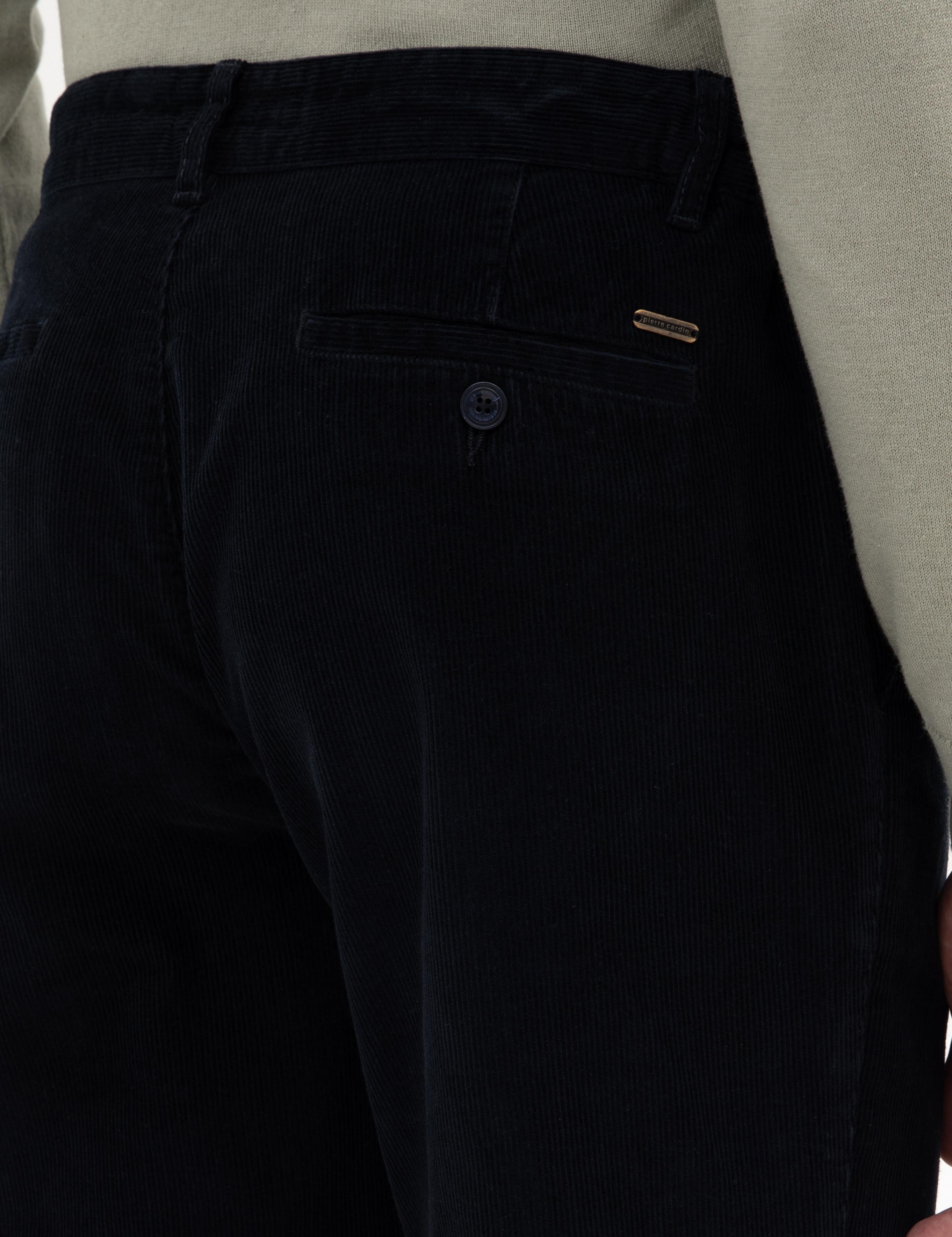 Lacivert Carrot Fit Beli Lastikli Kordonlu Kanvas Pantolon