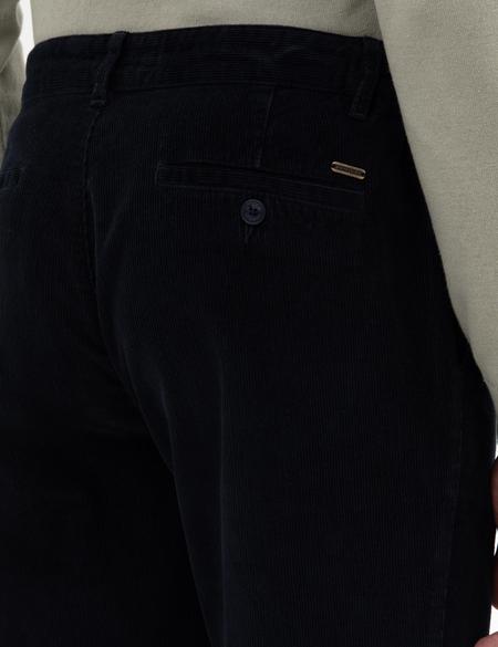 Lacivert Carrot Fit Beli Lastikli Kordonlu Kanvas Pantolon - 50315294094