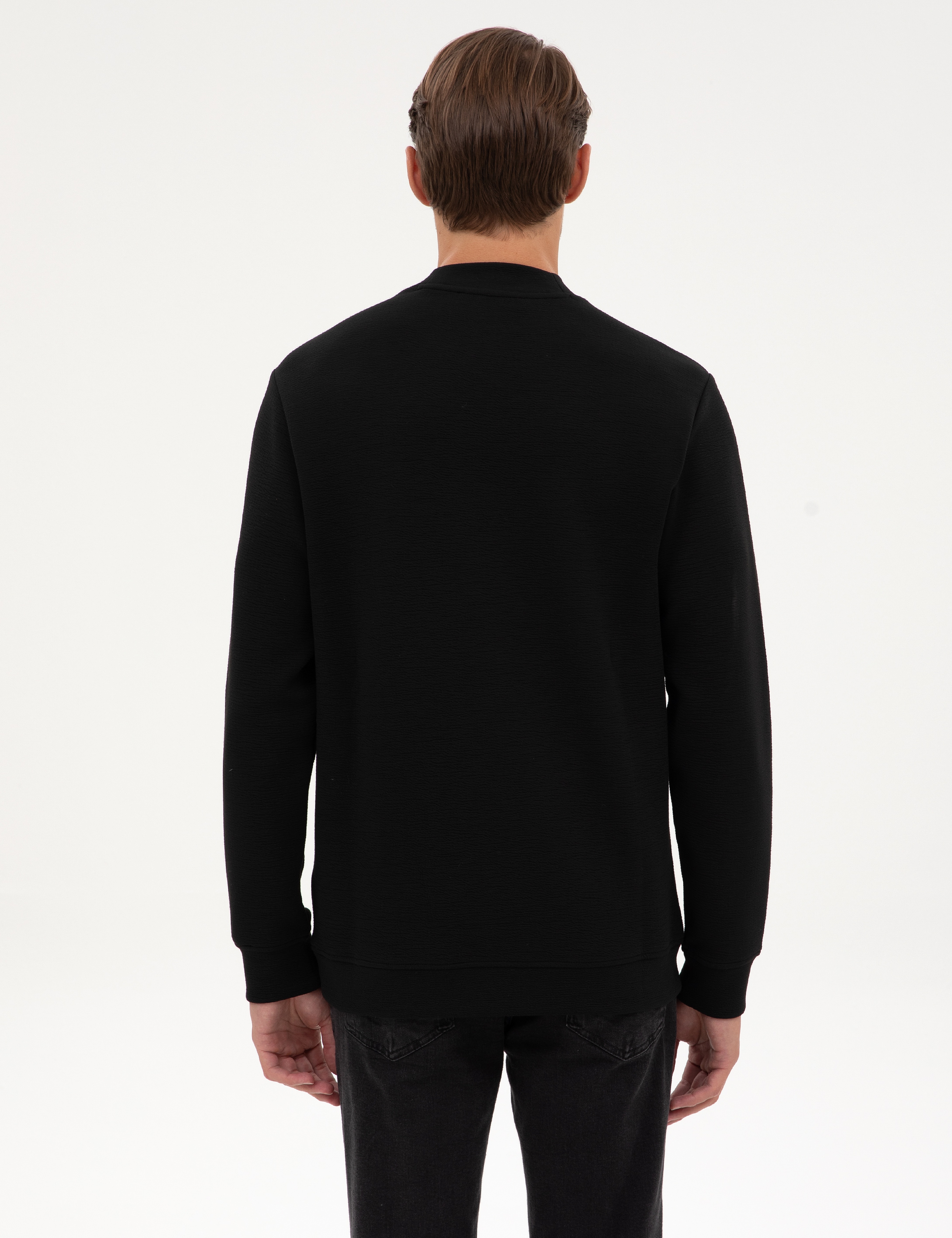 Siyah Regular Fit Sweatshirt - Image 5