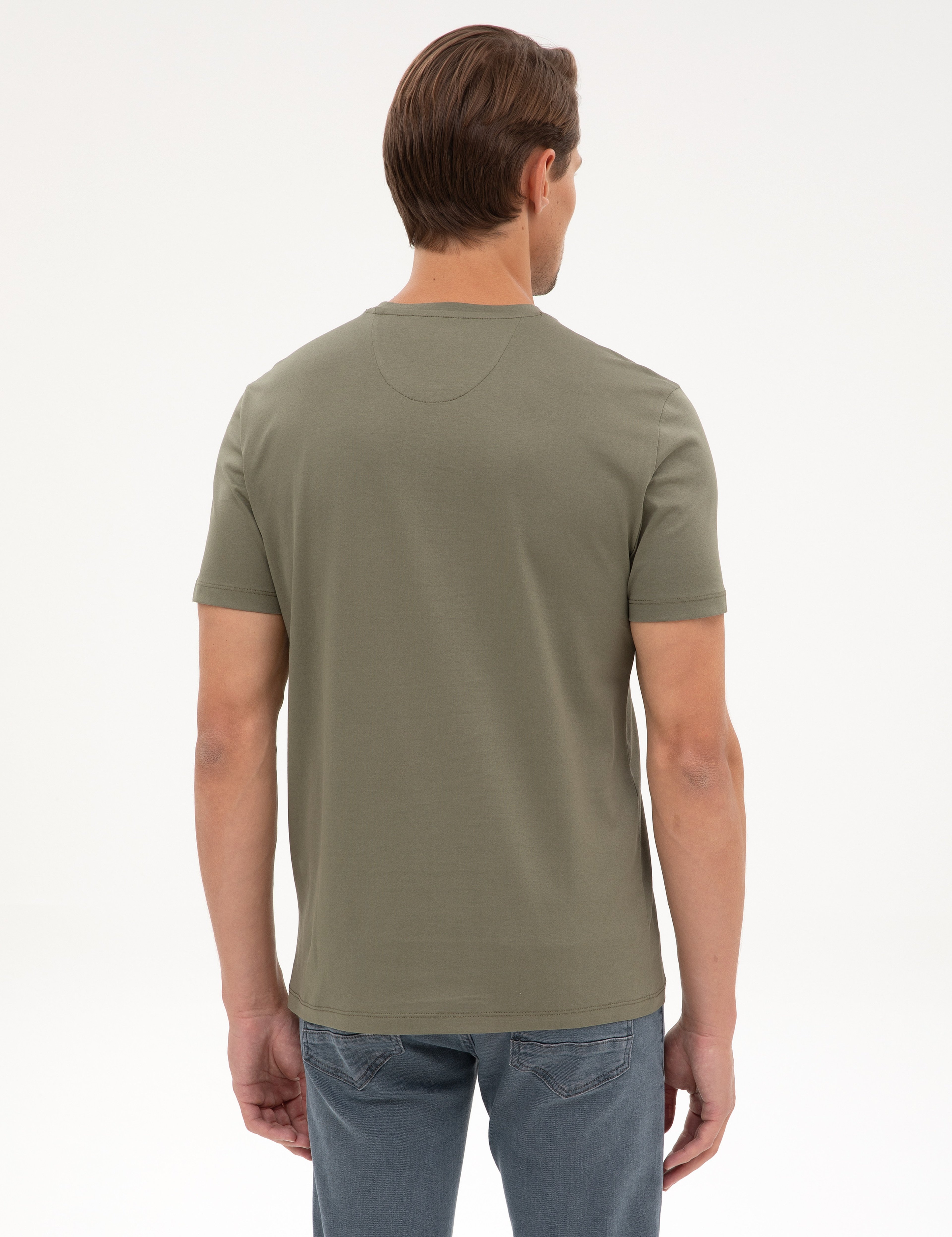 Haki Slim Fit Basic Tişört - Image 5