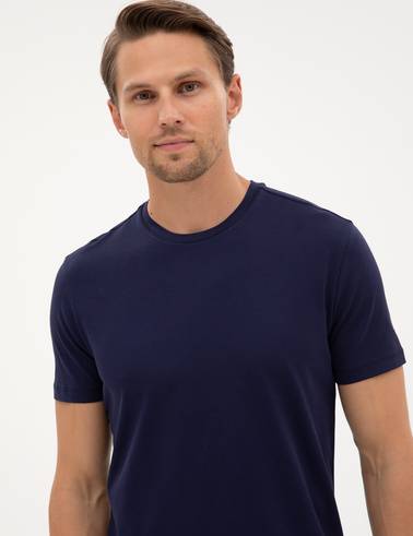 Lacivert Slim Fit Basic Tişört