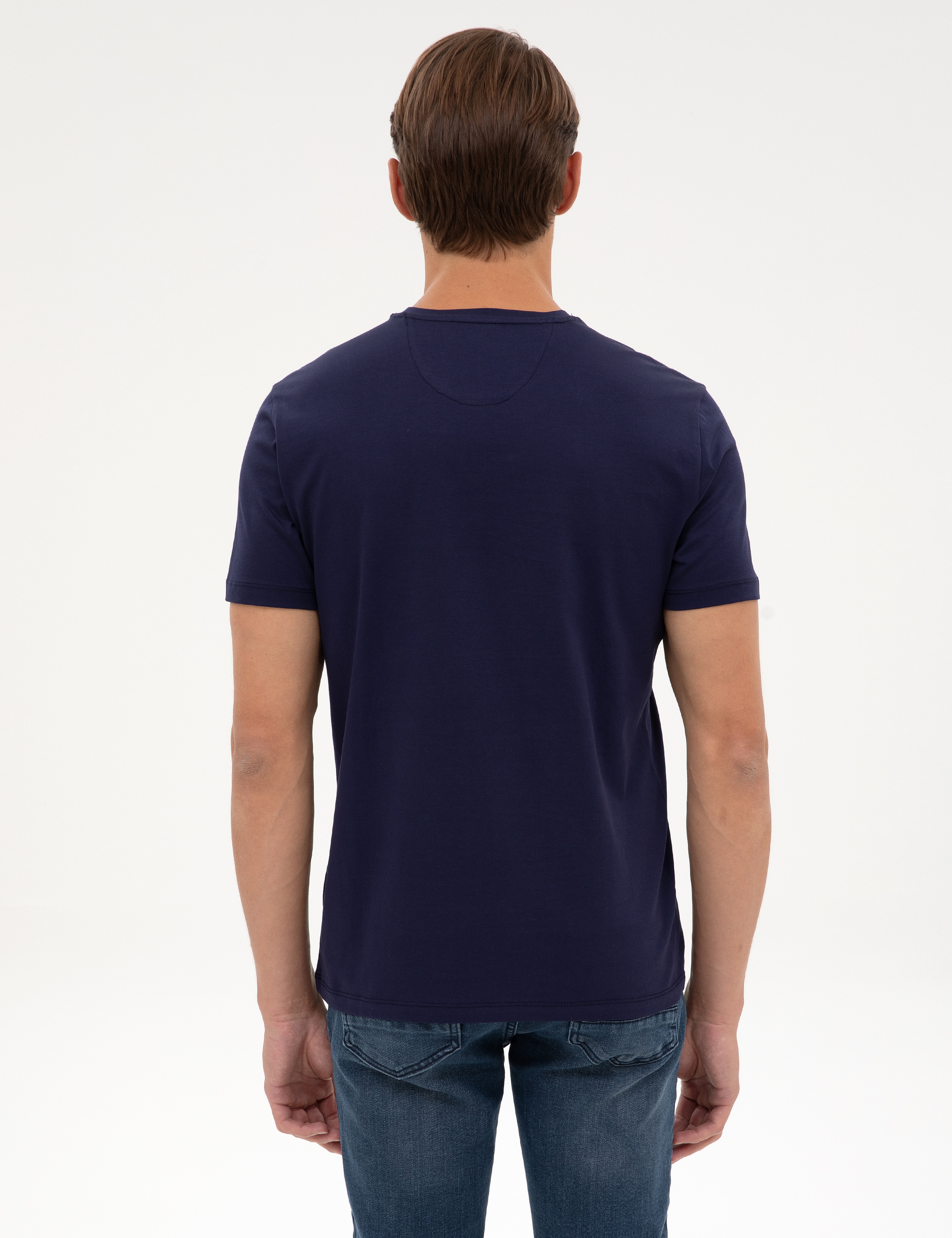 Lacivert Slim Fit Basic Tişört - Image 5