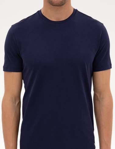 Lacivert Slim Fit Basic Tişört