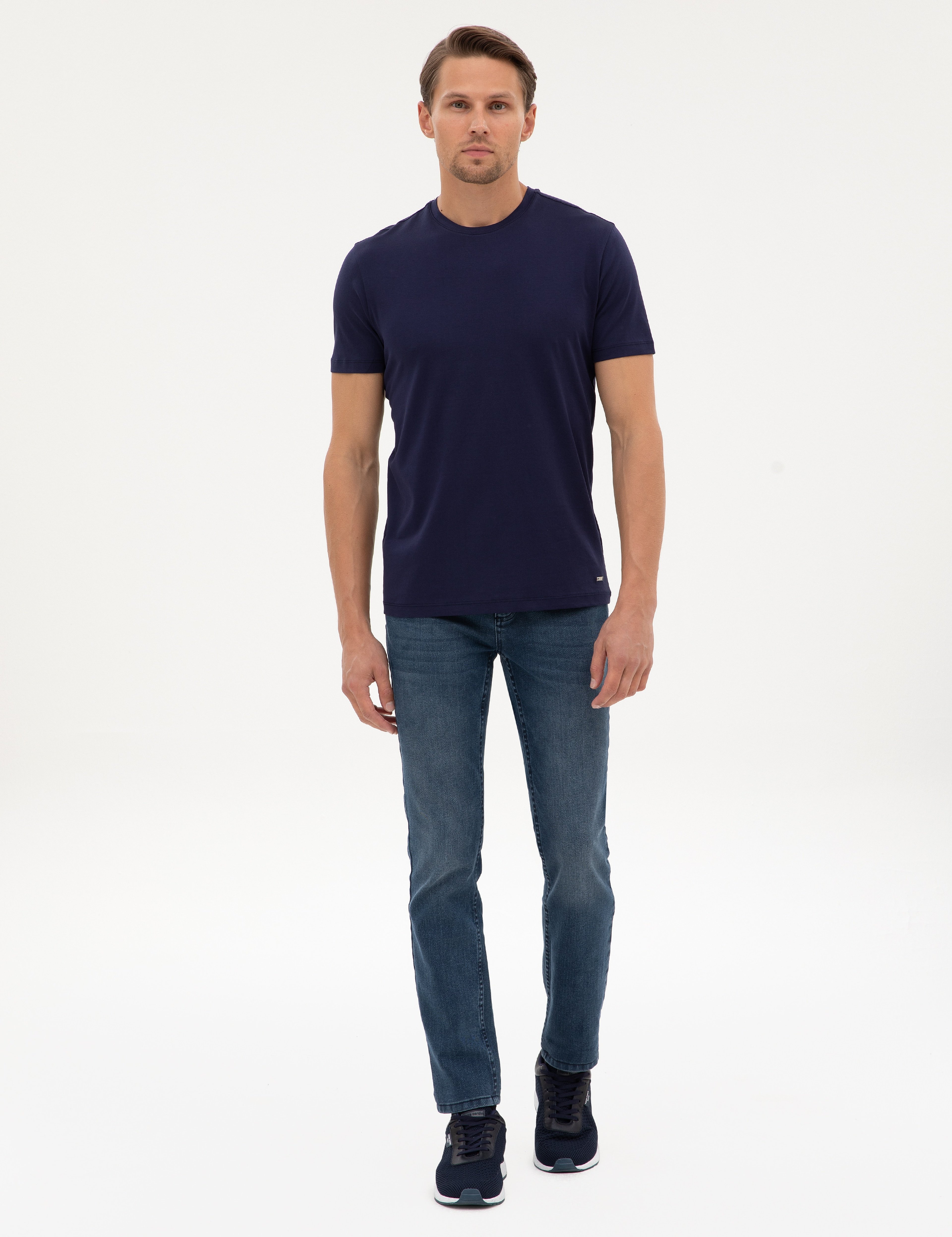 Lacivert Slim Fit Basic Tişört - Image 4