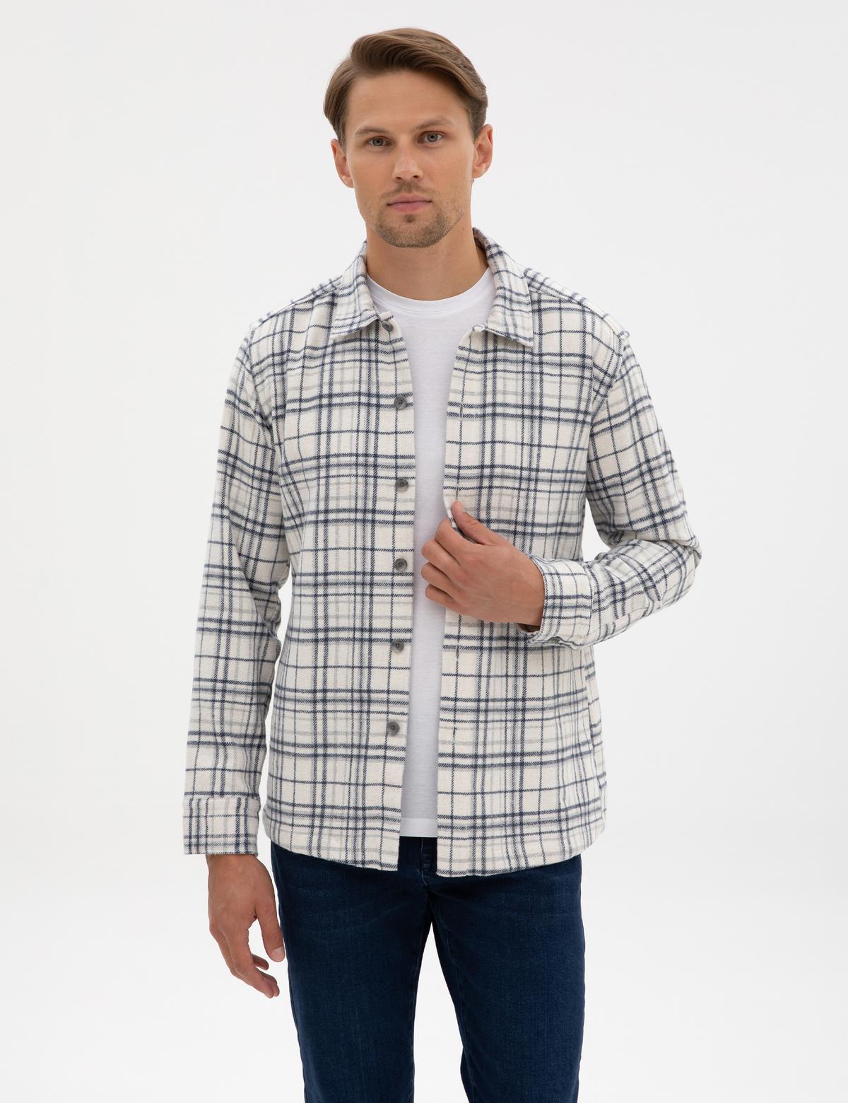 Lacivert Klasik Yaka Comfort Fit Oduncu Gömlek