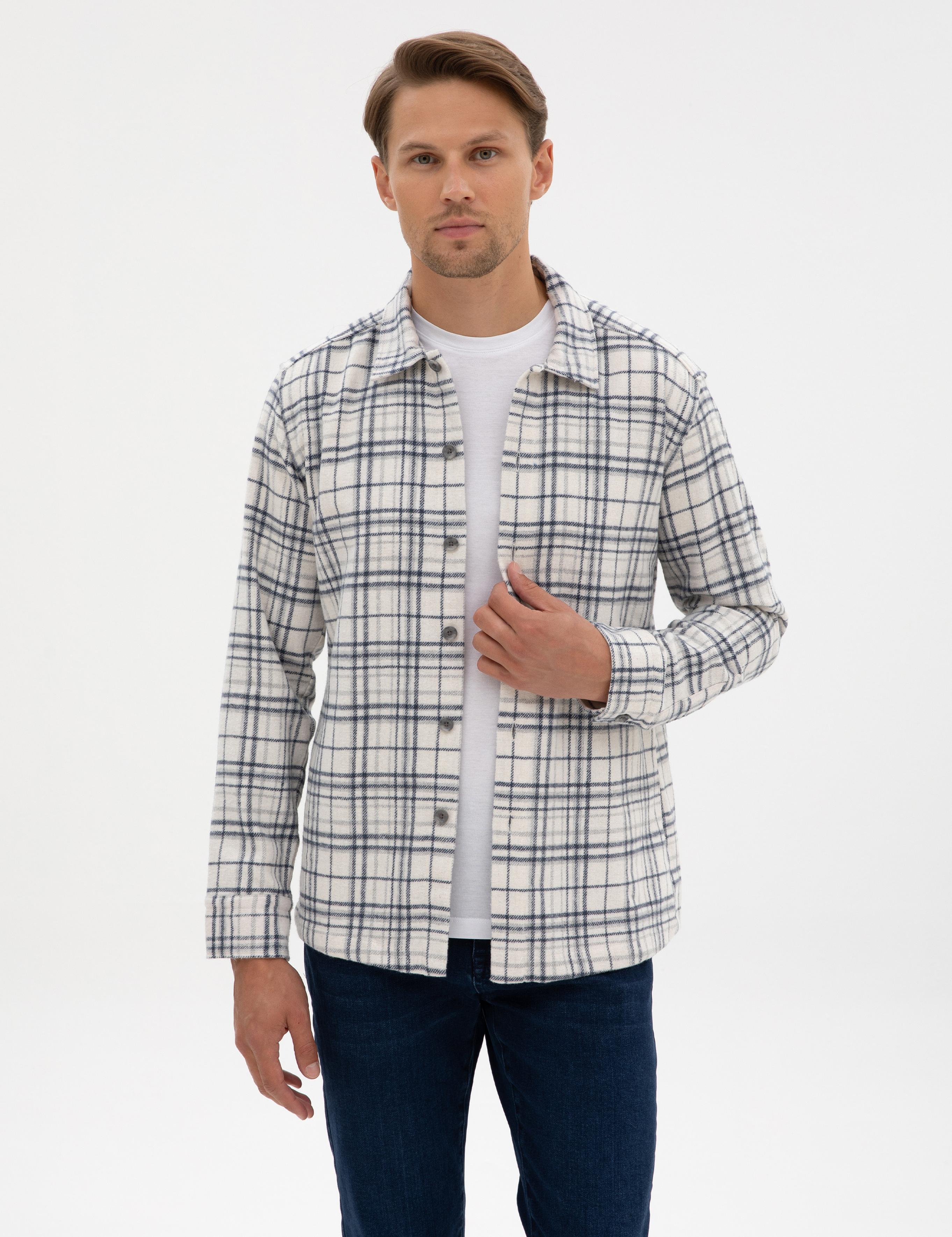 Lacivert Klasik Yaka Comfort Fit Oduncu Gömlek