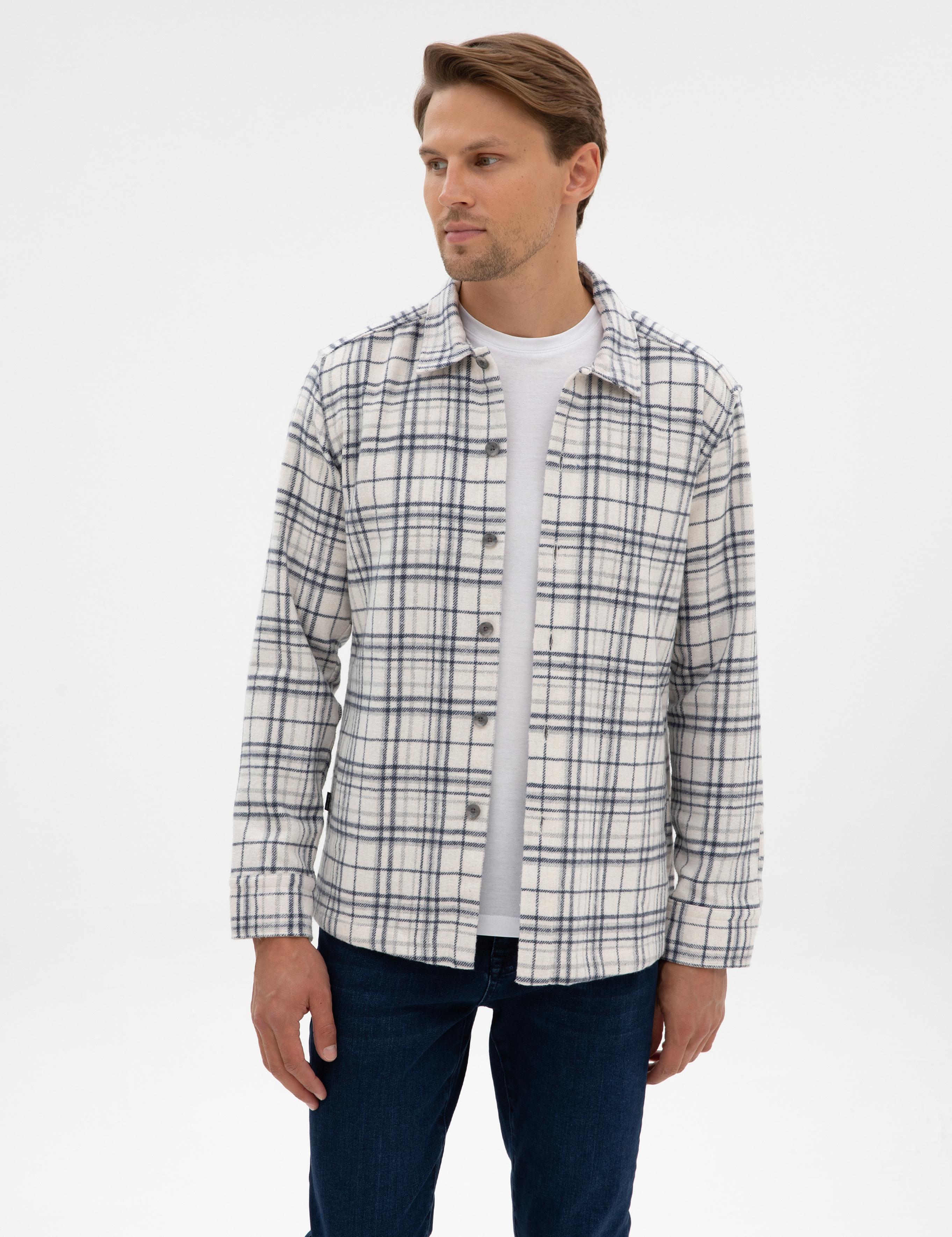 Lacivert Klasik Yaka Comfort Fit Oduncu Gömlek