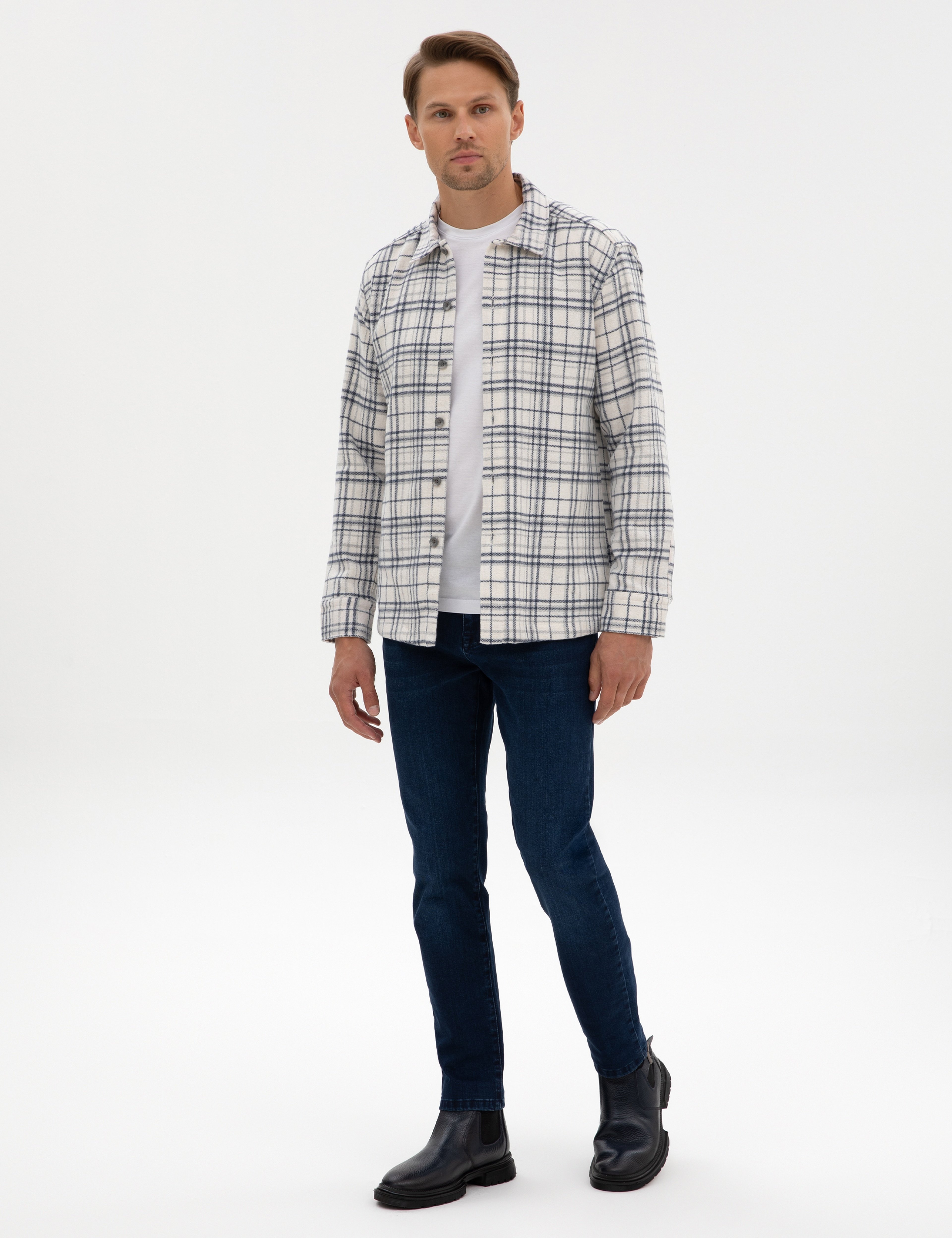 Lacivert Klasik Yaka Comfort Fit Oduncu Gömlek