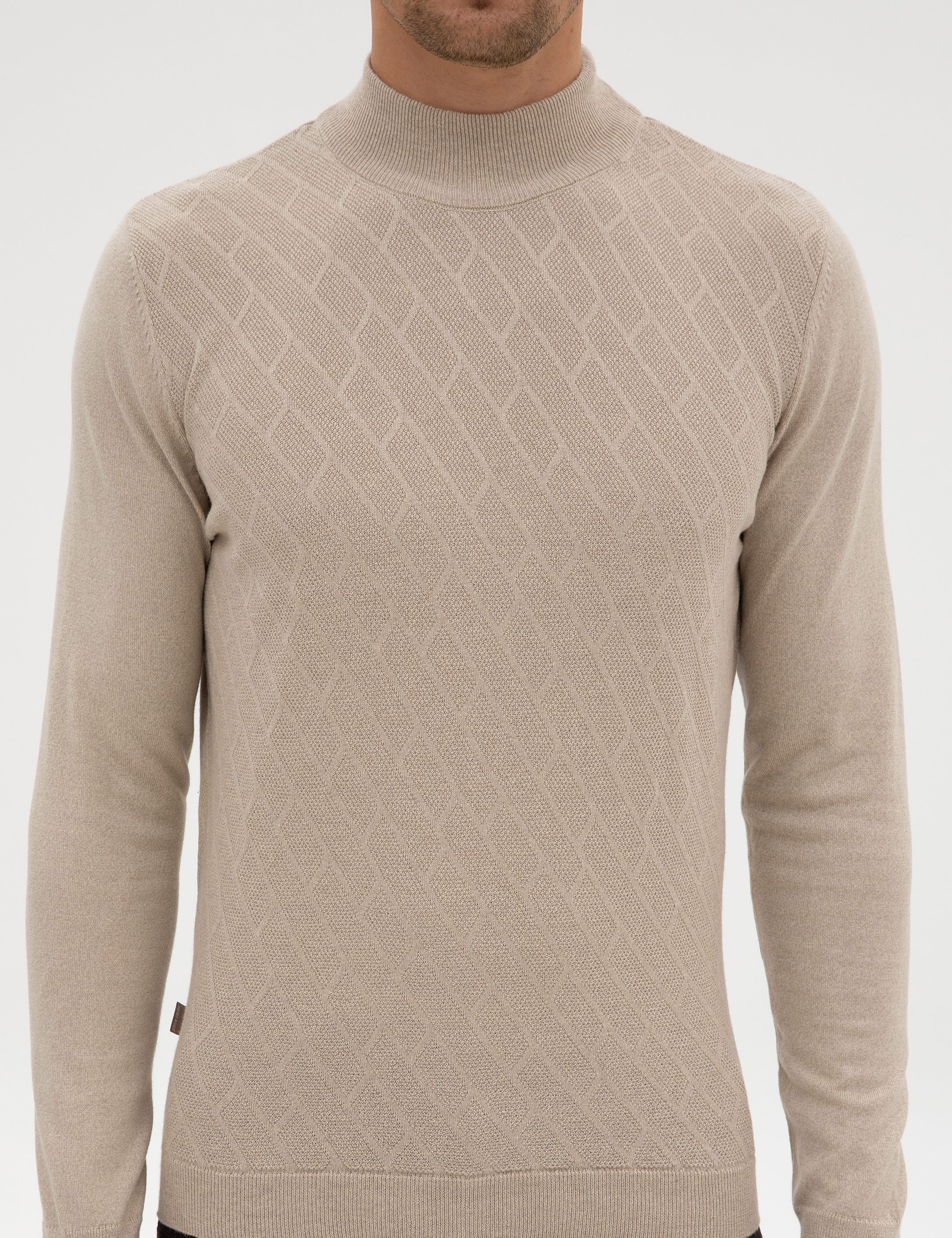 Kum Melanj Slim Fit Yarım Balıkçı Yaka Triko Kazak - Image 6