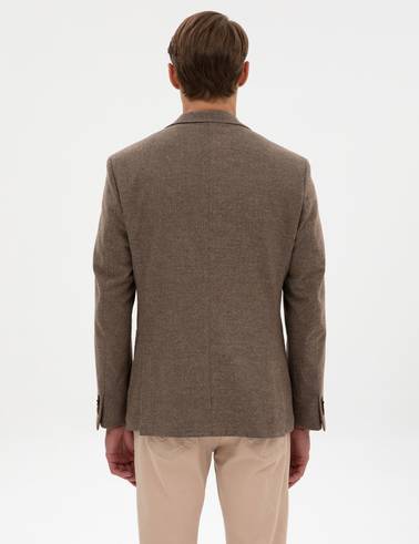 Kahverengi Slim Fit Balıksırtı Ceket