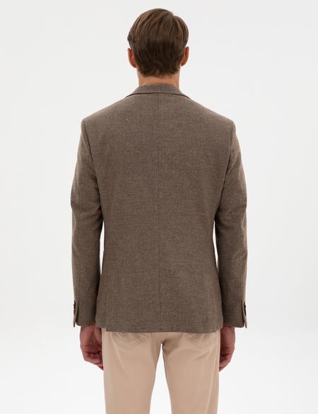 Kahverengi Slim Fit Balıksırtı Ceket - 50317640053