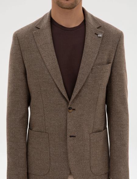 Kahverengi Slim Fit Balıksırtı Ceket - 50317640053