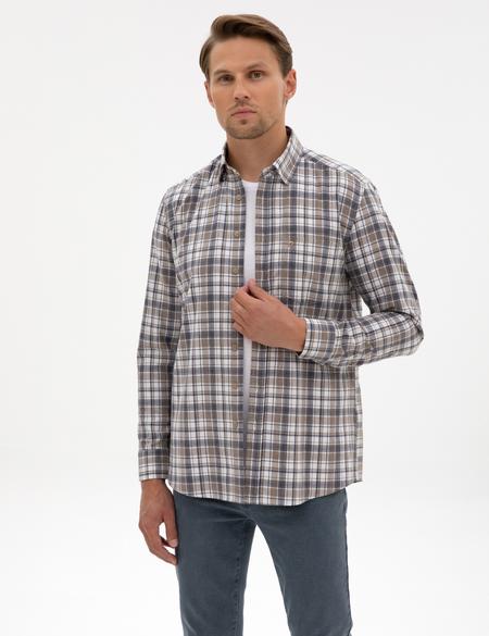 Kahverengi Ekose Regular Fit Uzun Kollu Gömlek - 50316754010