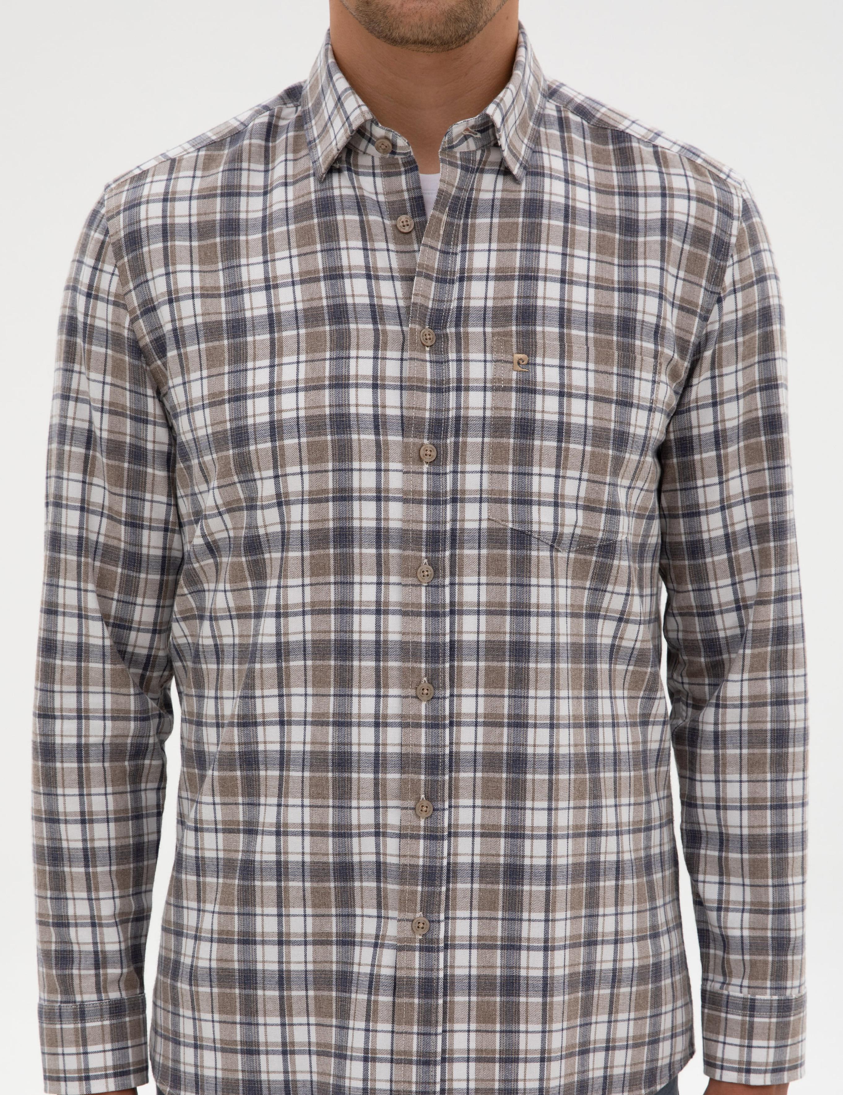 Kahverengi Ekose Regular Fit Uzun Kollu Gömlek