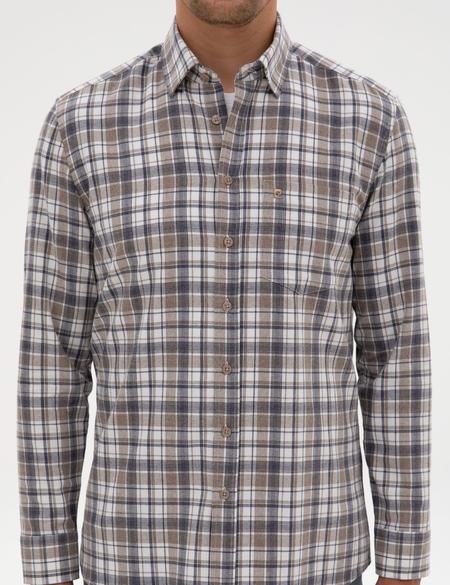 Kahverengi Ekose Regular Fit Uzun Kollu Gömlek - 50316754010