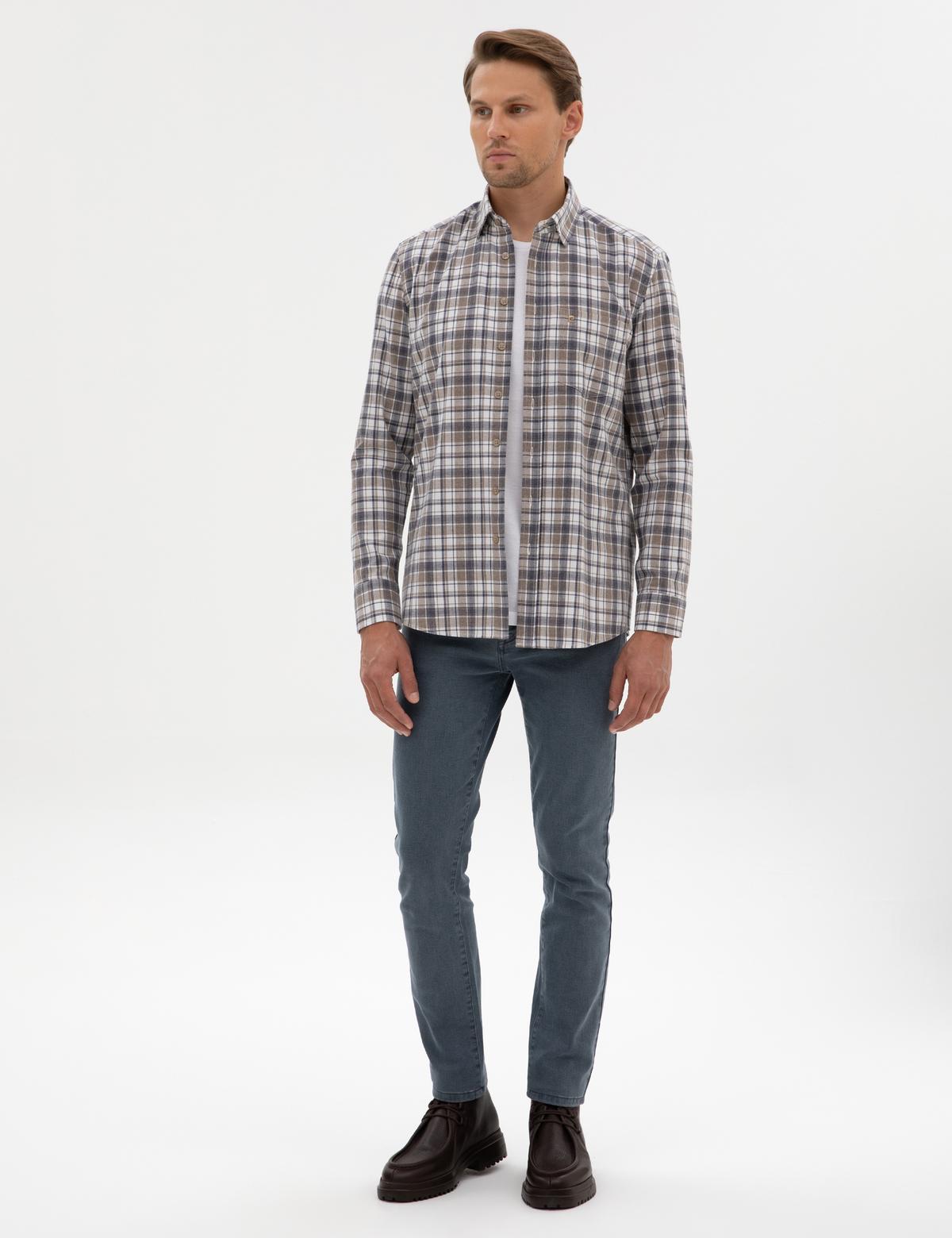 Kahverengi Ekose Regular Fit Uzun Kollu Gömlek - 50316754010