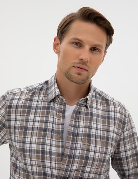 Kahverengi Ekose Regular Fit Uzun Kollu Gömlek - 50316754010