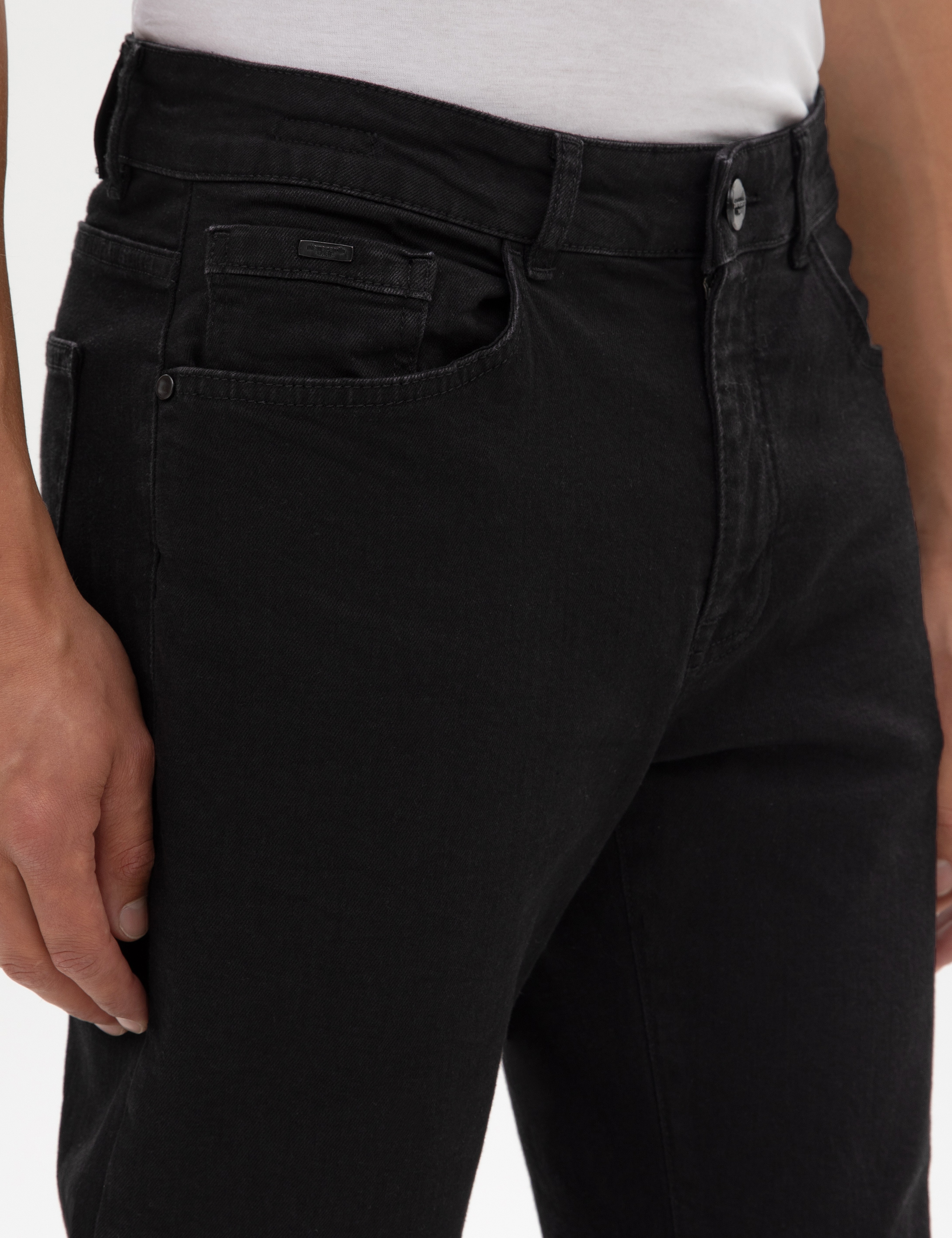 Siyah Straight Fit Jean Pantolon - Image 5
