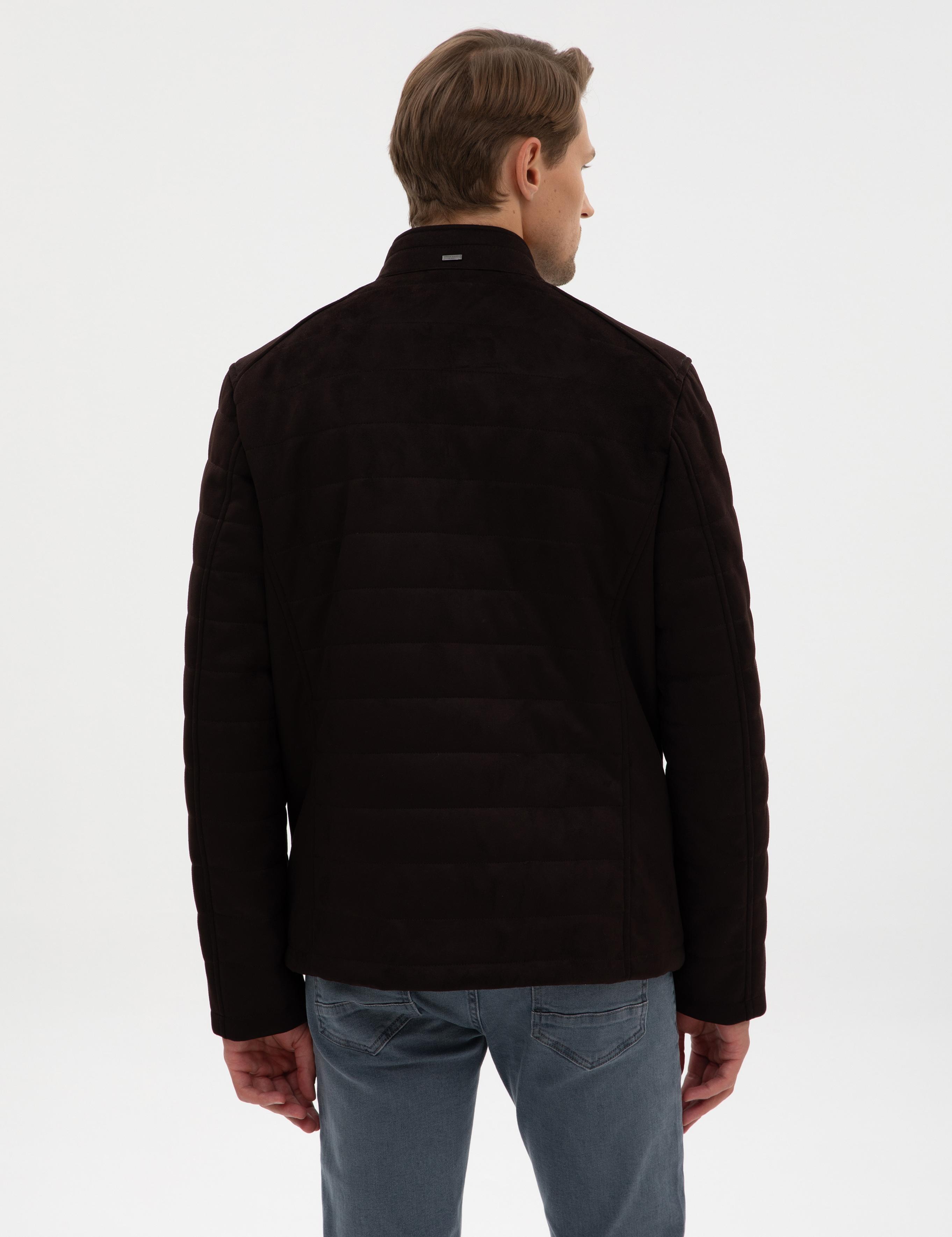 Koyu Kahverengi Suni Deri Ceket