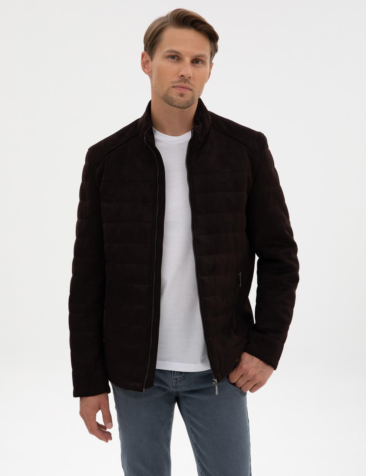 Koyu Kahverengi Suni Deri Ceket - 50318154023