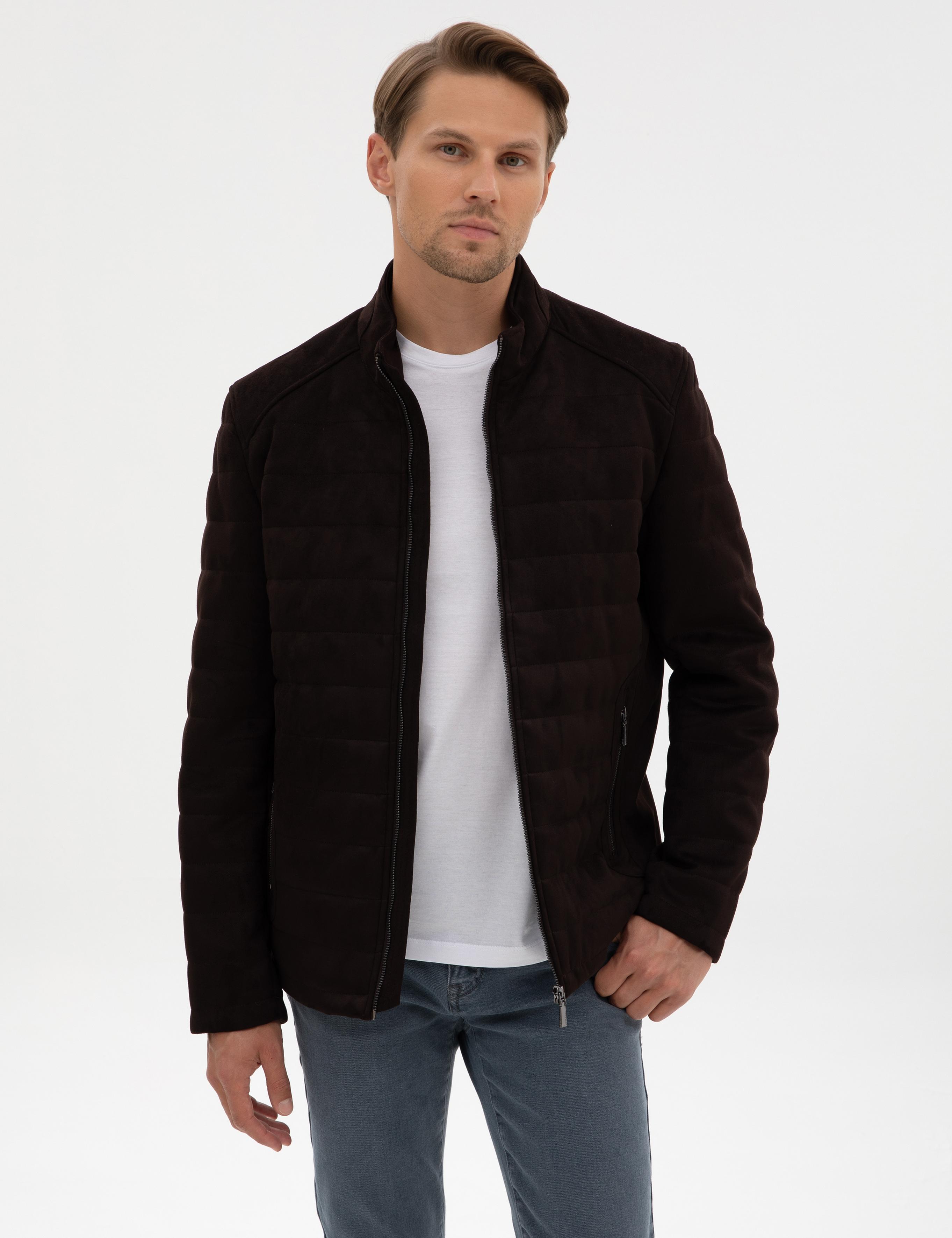 Koyu Kahverengi Suni Deri Ceket