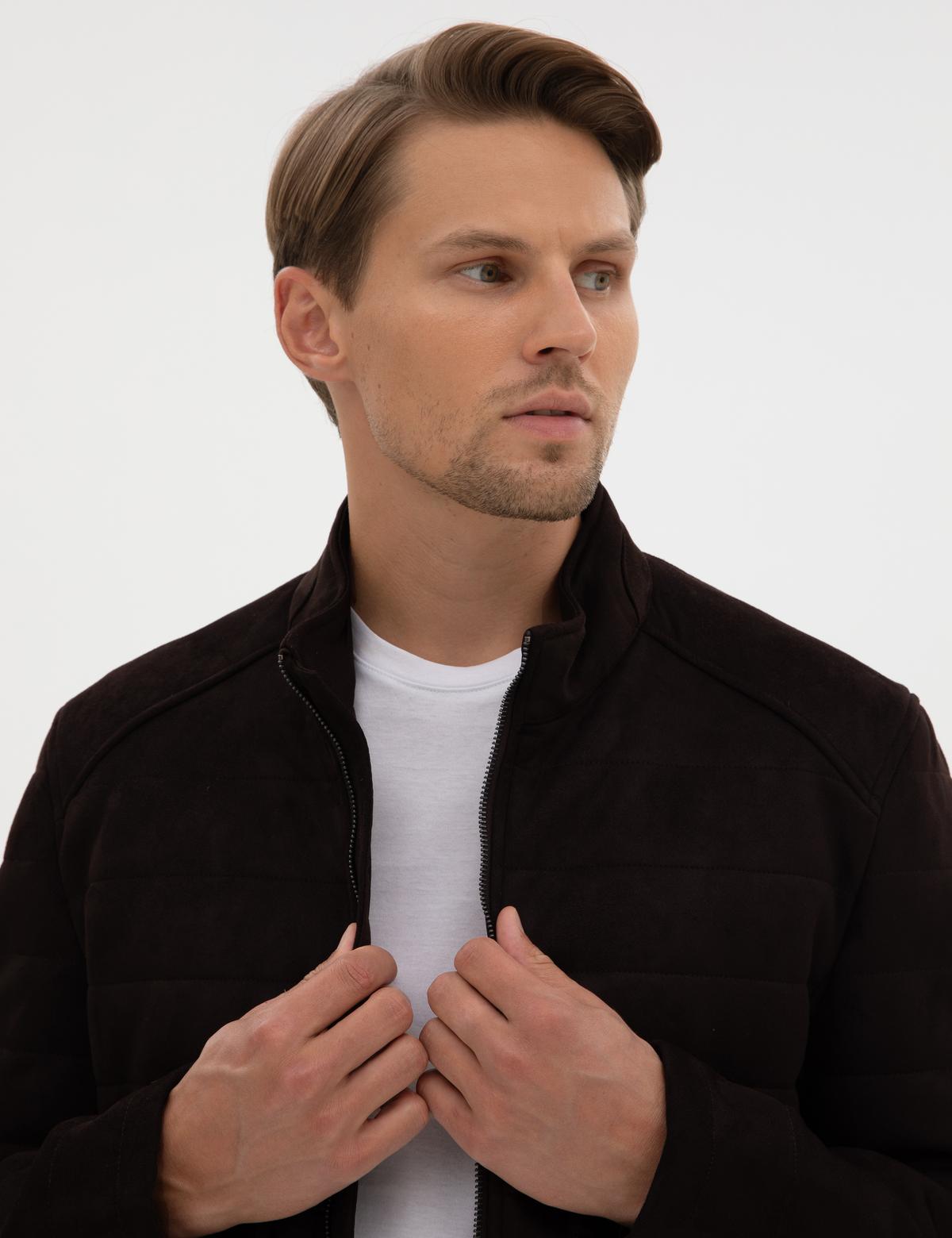 Koyu Kahverengi Suni Deri Ceket - 50318154023