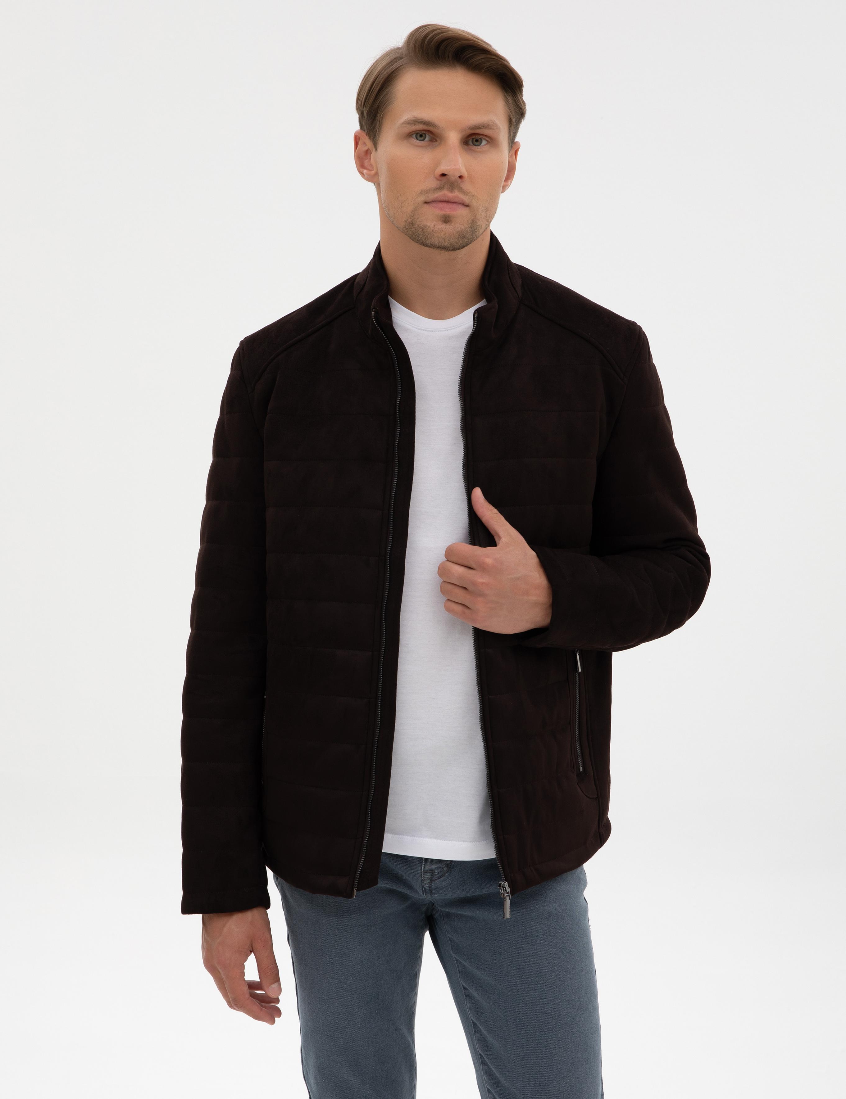 Koyu Kahverengi Suni Deri Ceket