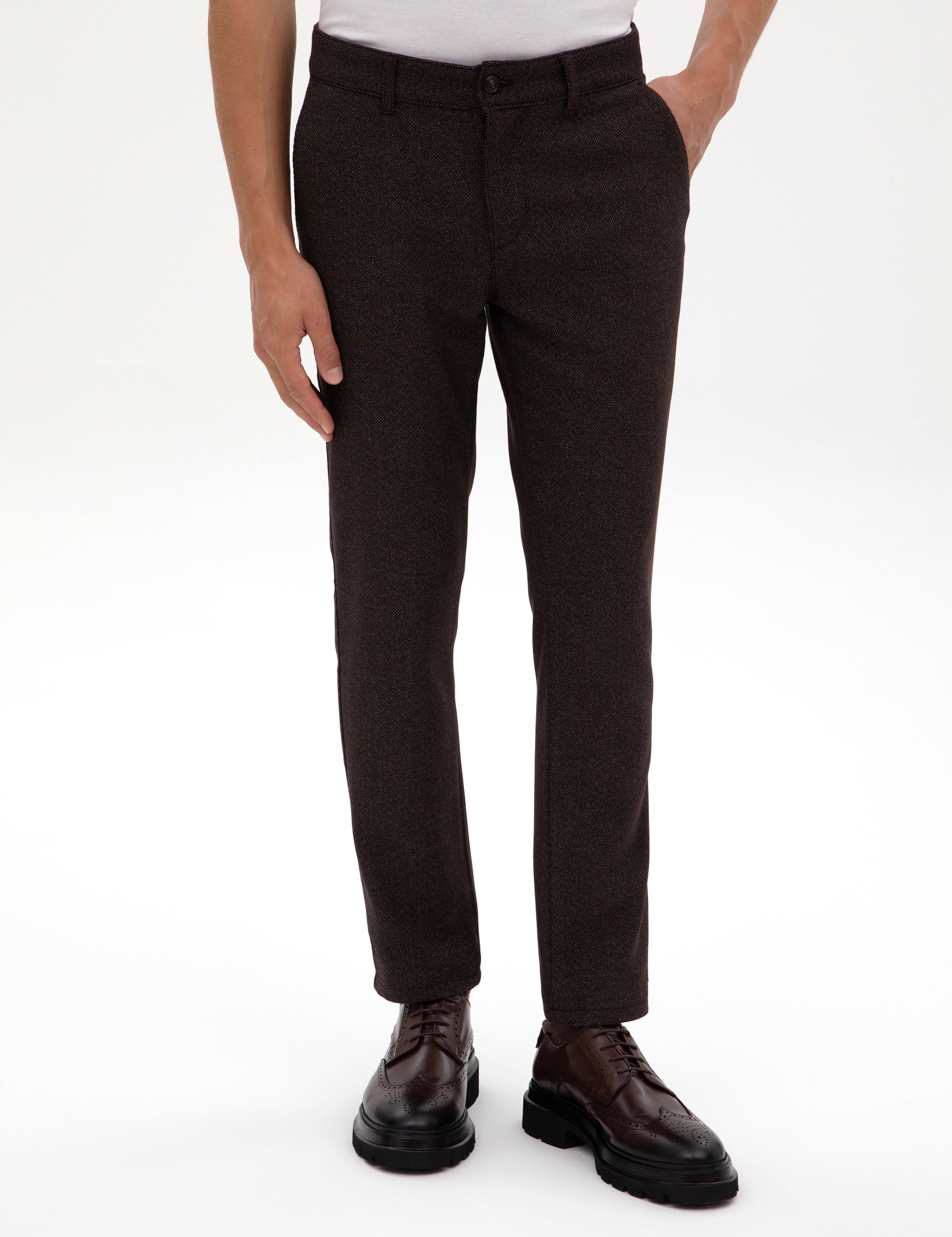 Kahverengi Slim Fit Kanvas Pantolon - Image 2