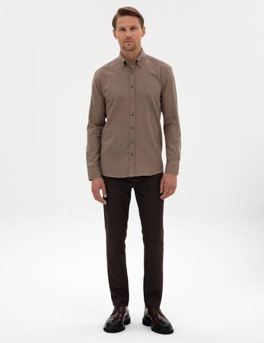 Kahverengi Slim Fit Kanvas Pantolon