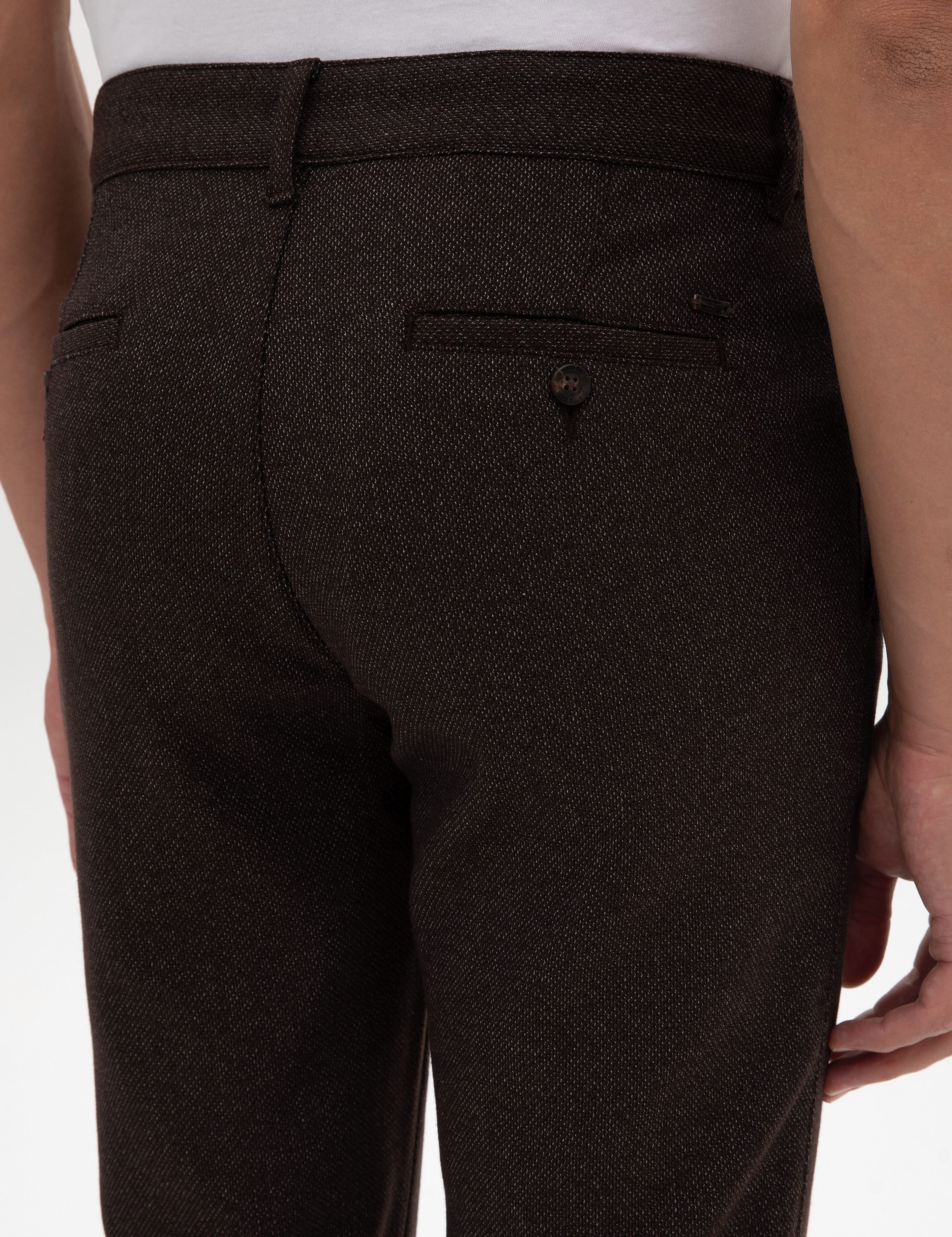 Kahverengi Slim Fit Kanvas Pantolon - Image 6