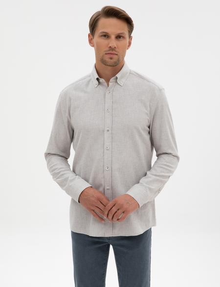 Açık Gri Regular Fit Uzun Kollu Gömlek - 50311380129