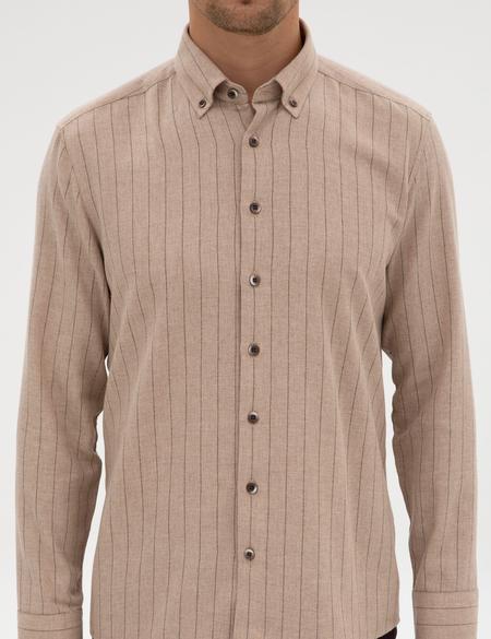 Vizon Çizgili Regular Fit Uzun Kollu Gömlek - 50312366014
