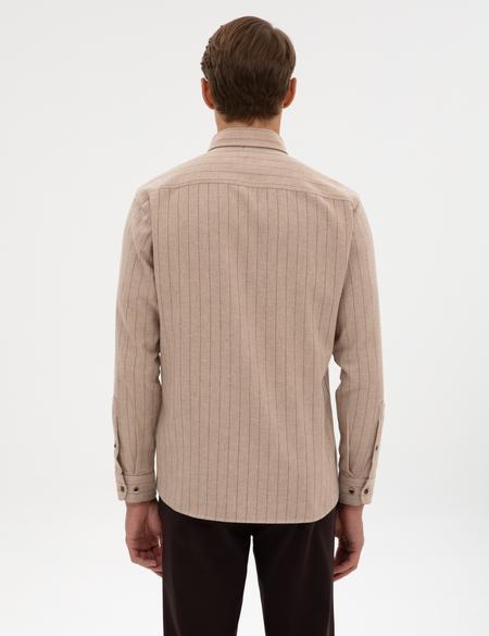 Vizon Çizgili Regular Fit Uzun Kollu Gömlek - 50312366014