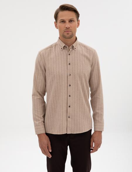 Vizon Çizgili Regular Fit Uzun Kollu Gömlek - 50312366014