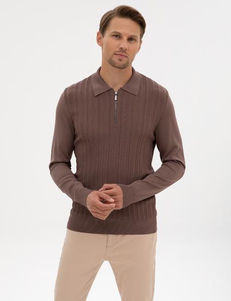 Vizon Regular Fit Bisiklet Yaka Fermuarlı Triko Kazak - 50315753001