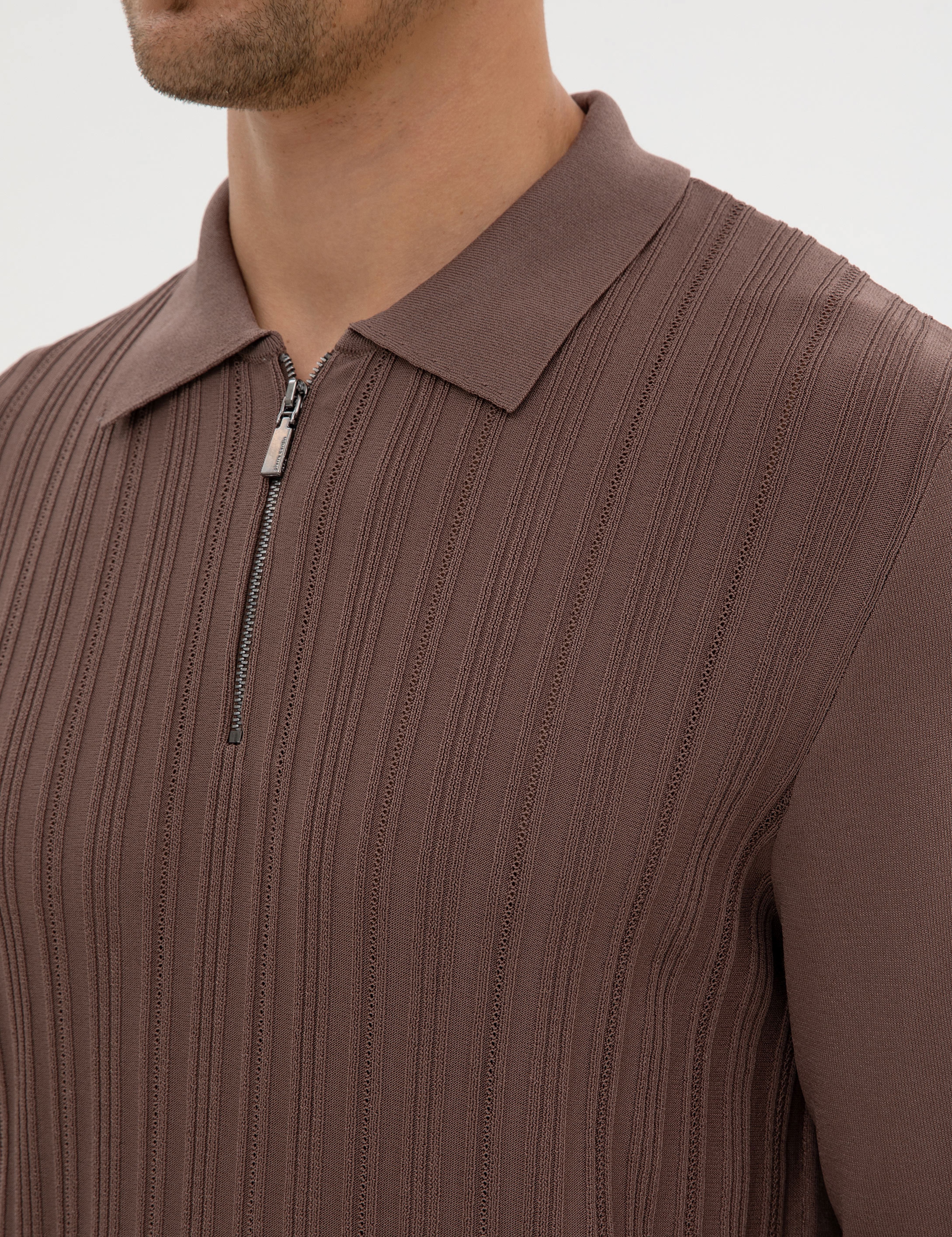 Vizon Regular Fit Bisiklet Yaka Fermuarlı Triko Kazak - Image 7