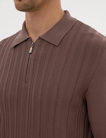 Vizon Regular Fit Bisiklet Yaka Fermuarlı Triko Kazak - 50315753001