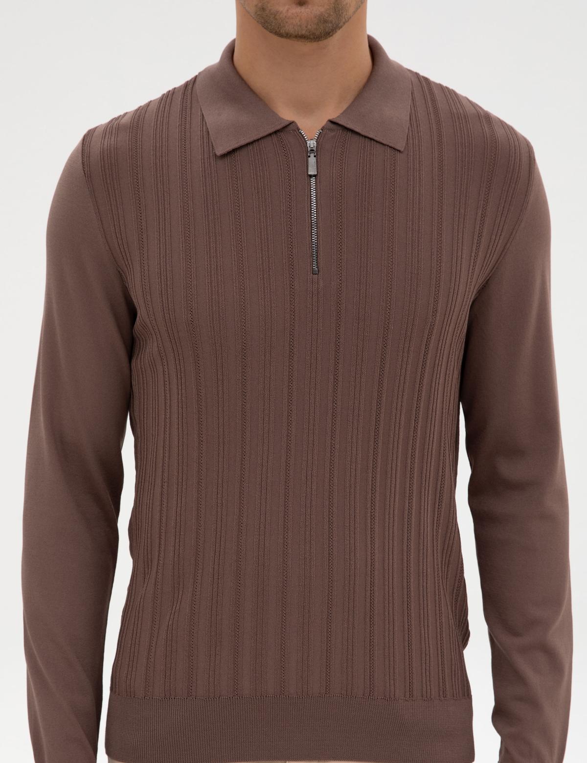 Vizon Regular Fit Bisiklet Yaka Fermuarlı Triko Kazak - 50315753001