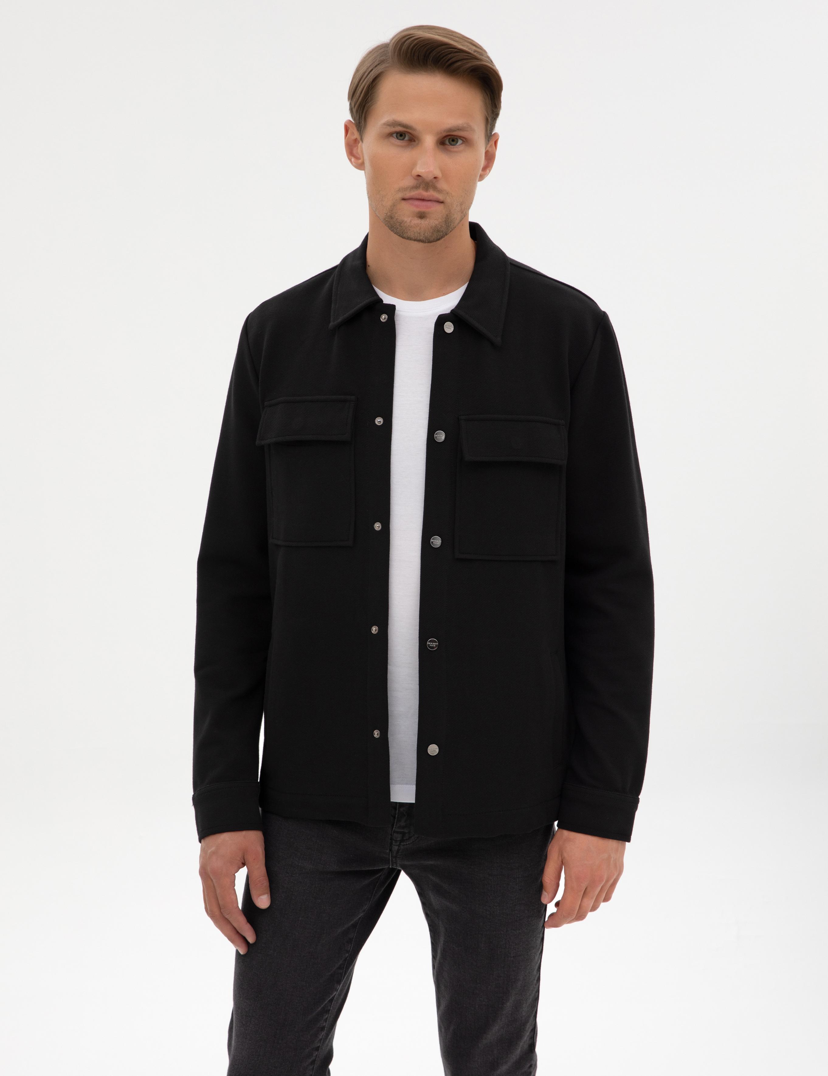 Siyah Regular Fit Örme Gömlek