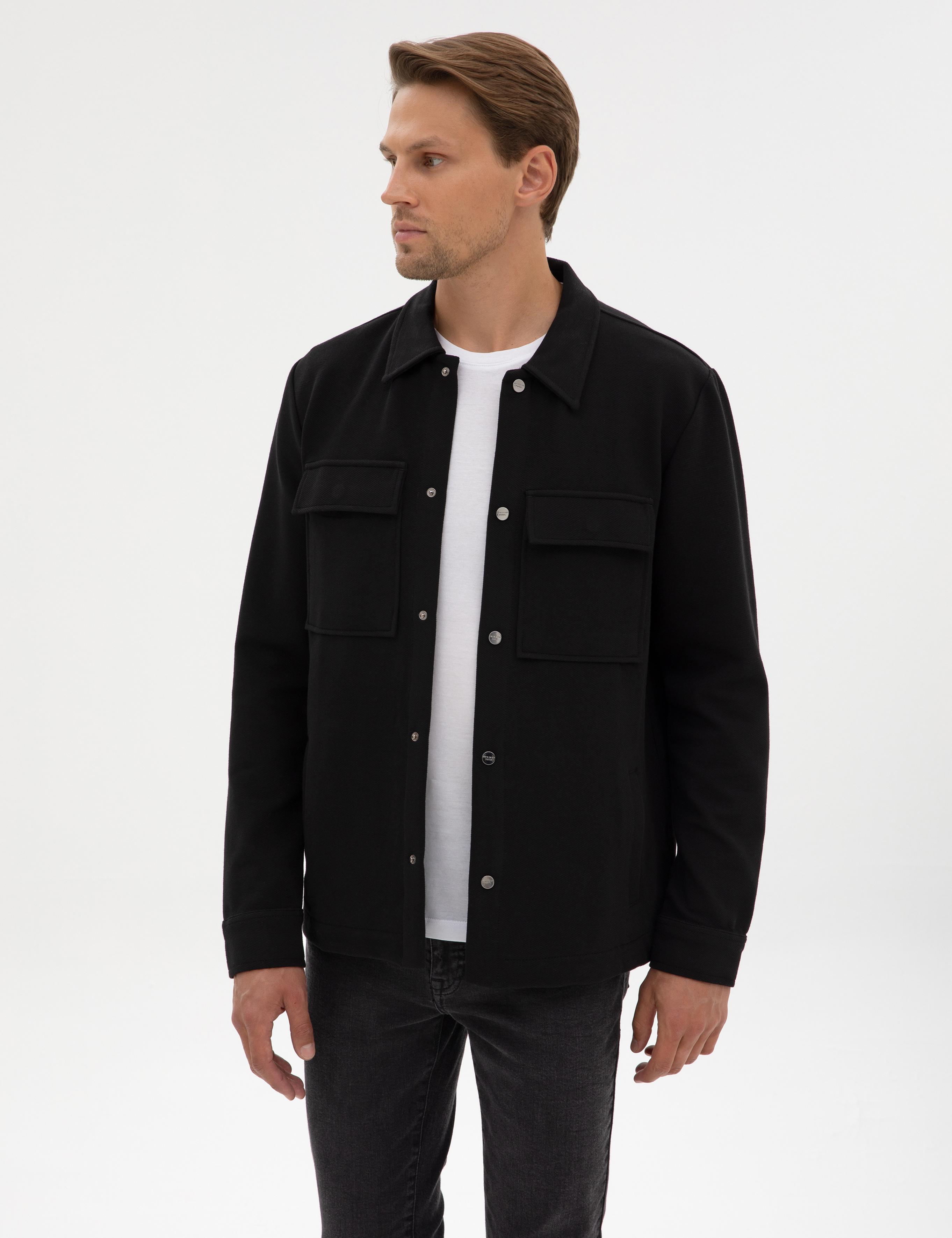 Siyah Regular Fit Örme Gömlek