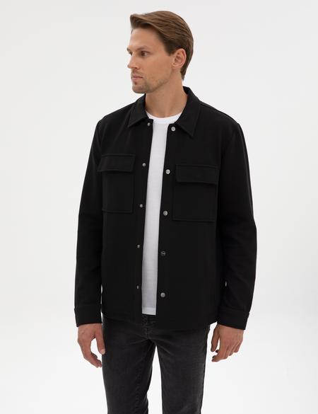 Siyah Regular Fit Örme Gömlek - 50313723001