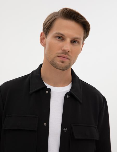Siyah Regular Fit Örme Gömlek - 50313723001