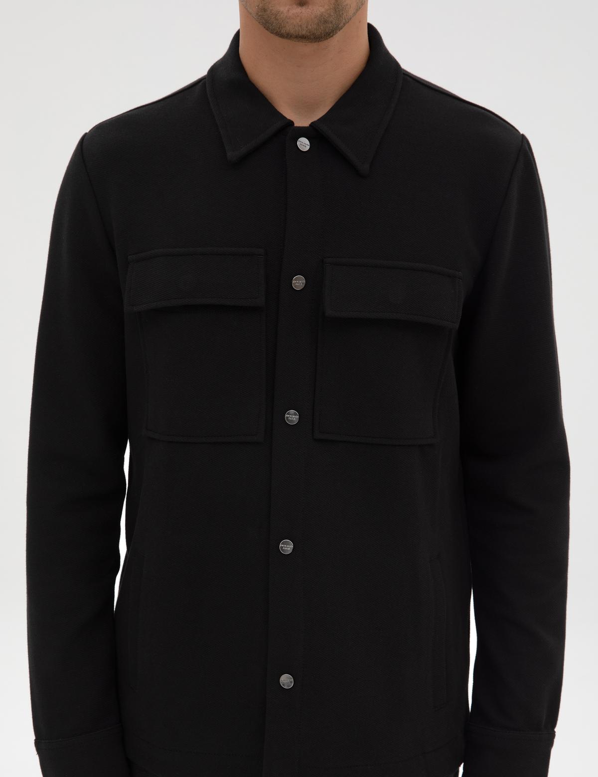 Siyah Regular Fit Örme Gömlek - 50313723001