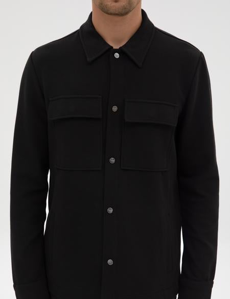 Siyah Regular Fit Örme Gömlek - 50313723001