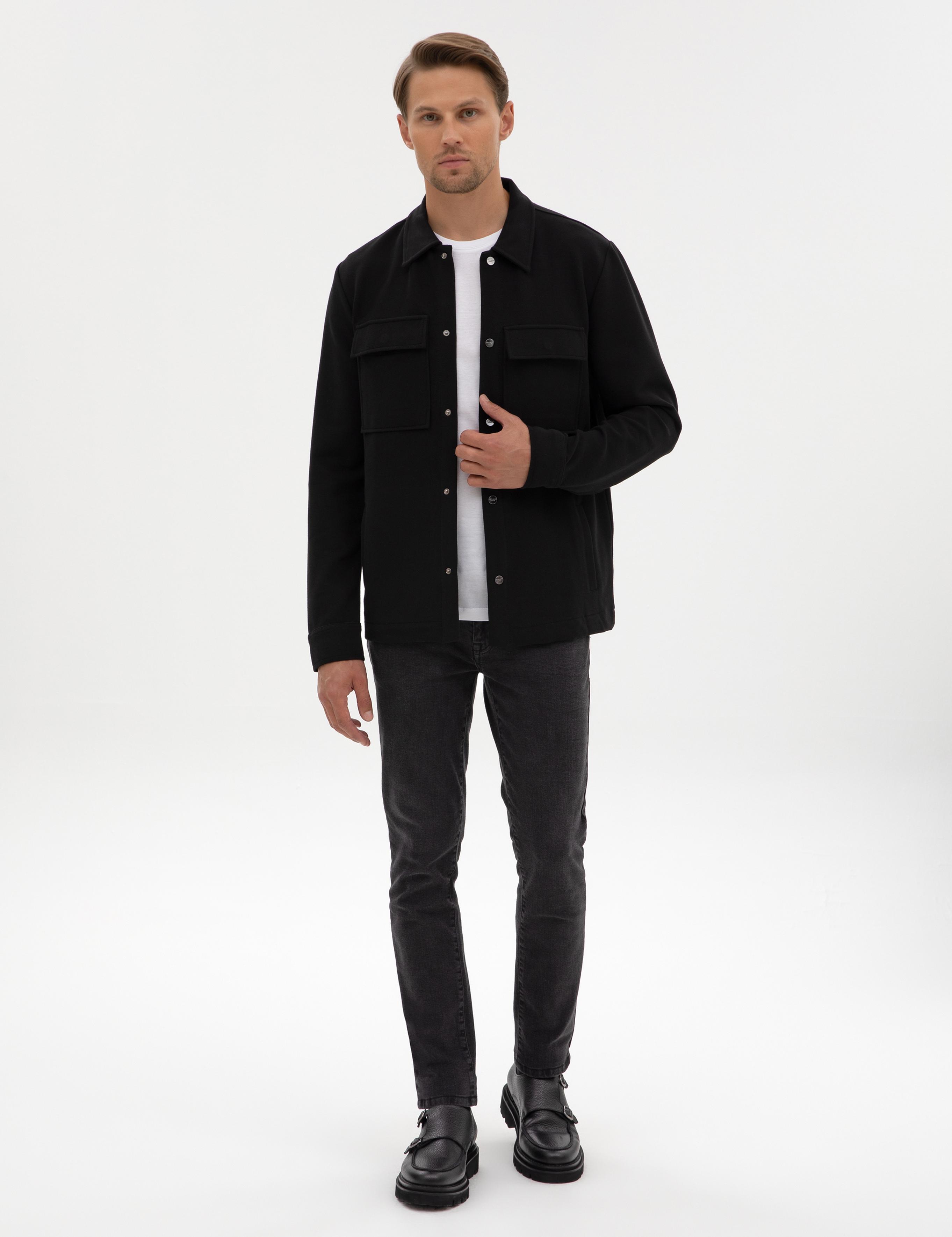 Siyah Regular Fit Örme Gömlek