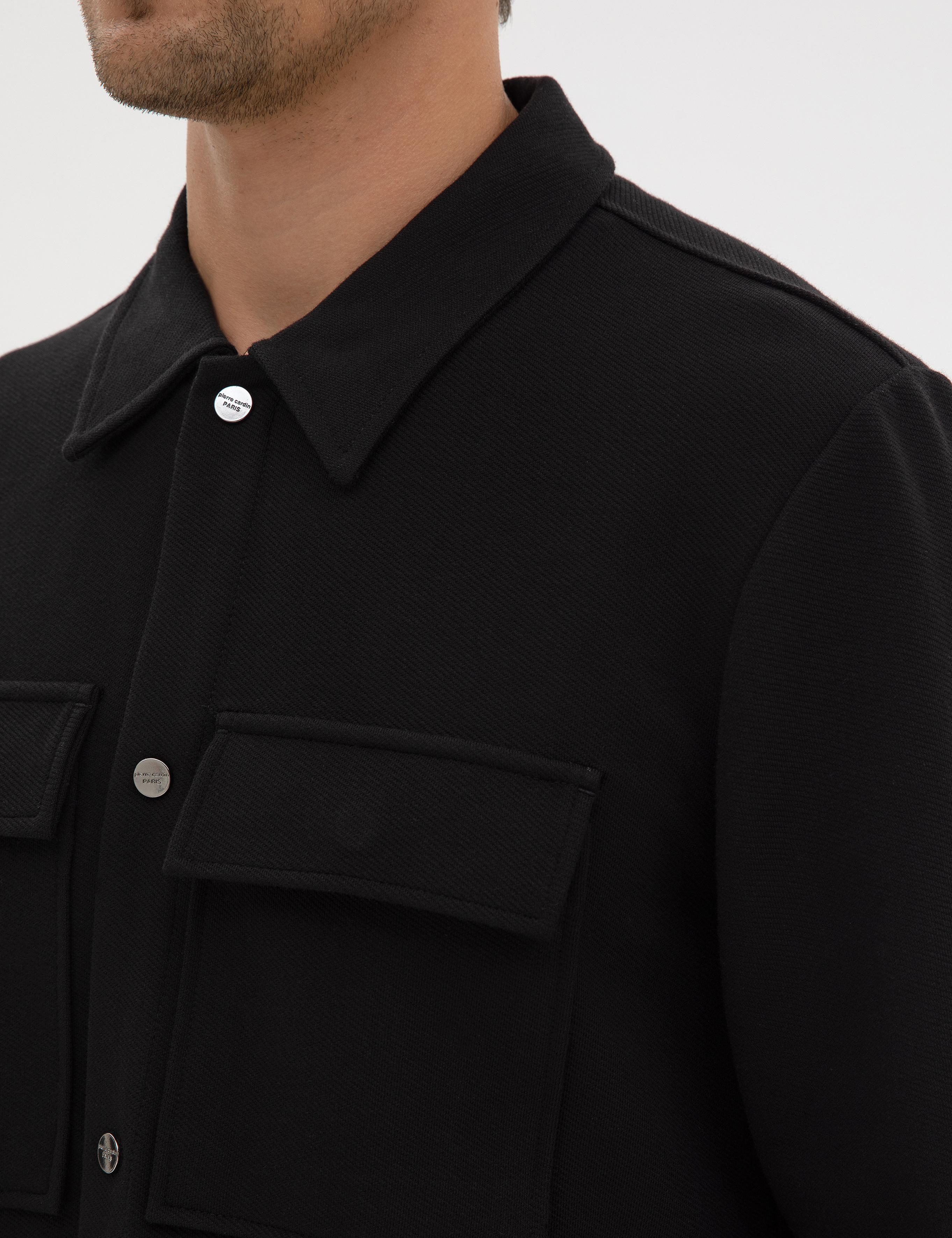 Siyah Regular Fit Örme Gömlek