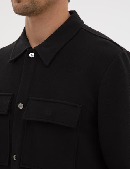 Siyah Regular Fit Örme Gömlek - 50313723001