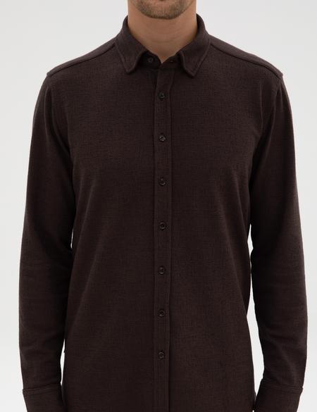 Koyu Kahverengi Regular Fit Örme Gömlek - 50311692058