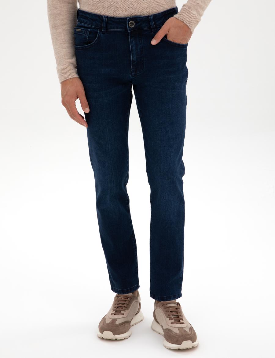 Lacivert Slim Fit Jean Pantolon