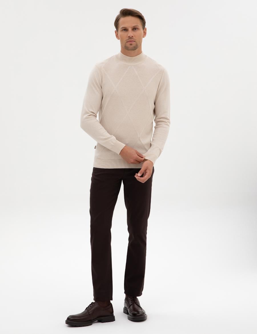 Kahverengi Slim Fit Kanvas Pantolon